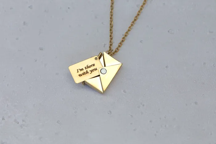 14k Gold Filled Custom Envelope Necklace Secret Message Necklace Engraved Love Letter Necklace for Women Jewelvers Necklaces