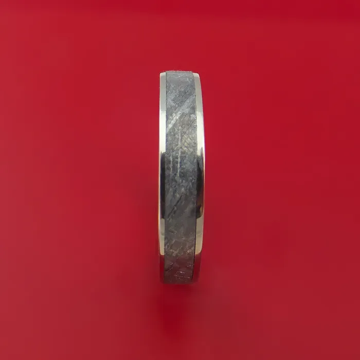 14k White Gold Ring with Gibeon Meteorite Inlay Custom Made Band Lashbrook Rings 14k White Gold Ring with Gibeon Meteorite Inlay Custom Made Band Lashbrook Rings