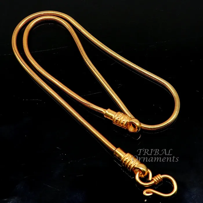 16 to 30 long screw chain 925 sterling silver handmade Gold polished snake chain pendant chain necklace chain silver chain trendy ch196 TRIBAL ORNAMENTS Necklaces