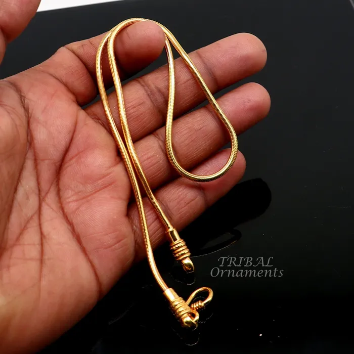 16 to 30 long screw chain 925 sterling silver handmade Gold polished snake chain pendant chain necklace chain silver chain trendy ch196 TRIBAL ORNAMENTS Necklaces