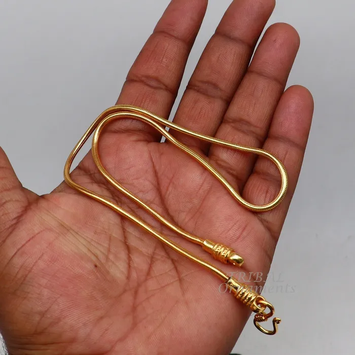 16 to 30 long screw chain 925 sterling silver handmade Gold polished snake chain pendant chain necklace chain silver chain trendy ch196 TRIBAL ORNAMENTS Necklaces