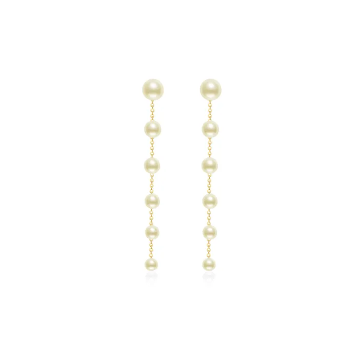 18K Gold Akoya Goldish Pearl Earrings KE00248 Pearly Lustre Earrings