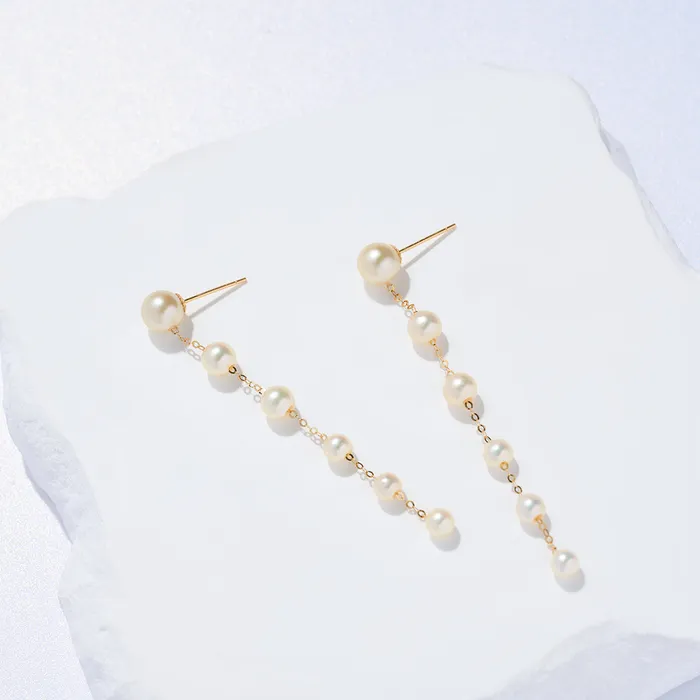 18K Gold Akoya Goldish Pearl Earrings KE00248 Pearly Lustre Earrings
