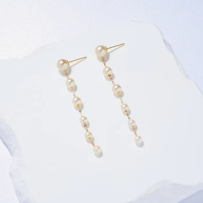 18K Gold Akoya Goldish Pearl Earrings KE00248 Pearly Lustre Earrings