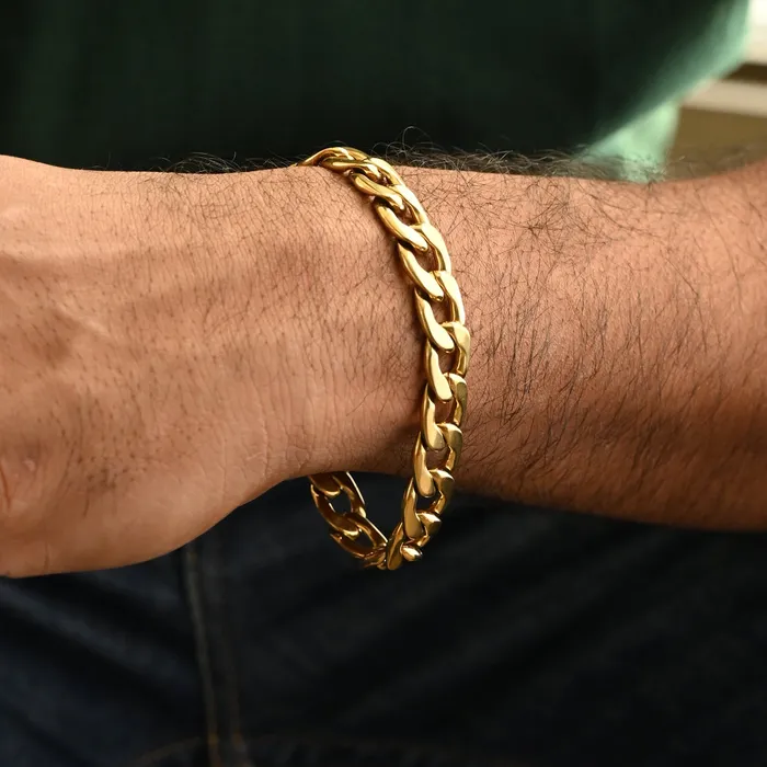 18K GoldFilled Cuban Chain Bracelet for Men 115mm Jewelvers Bracelets