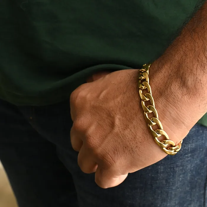 18K GoldFilled Cuban Chain Bracelet for Men 115mm Jewelvers Bracelets