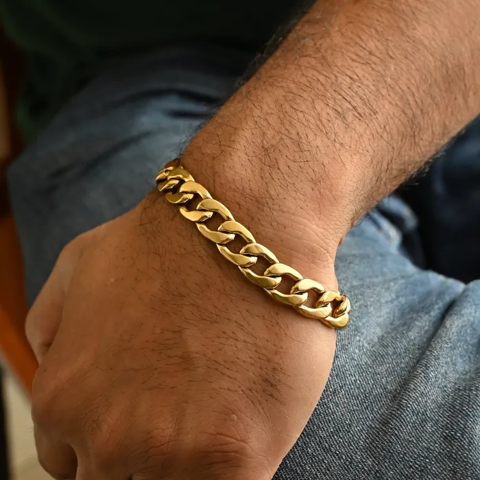 18K GoldFilled Cuban Chain Bracelet for Men 115mm Jewelvers Bracelets