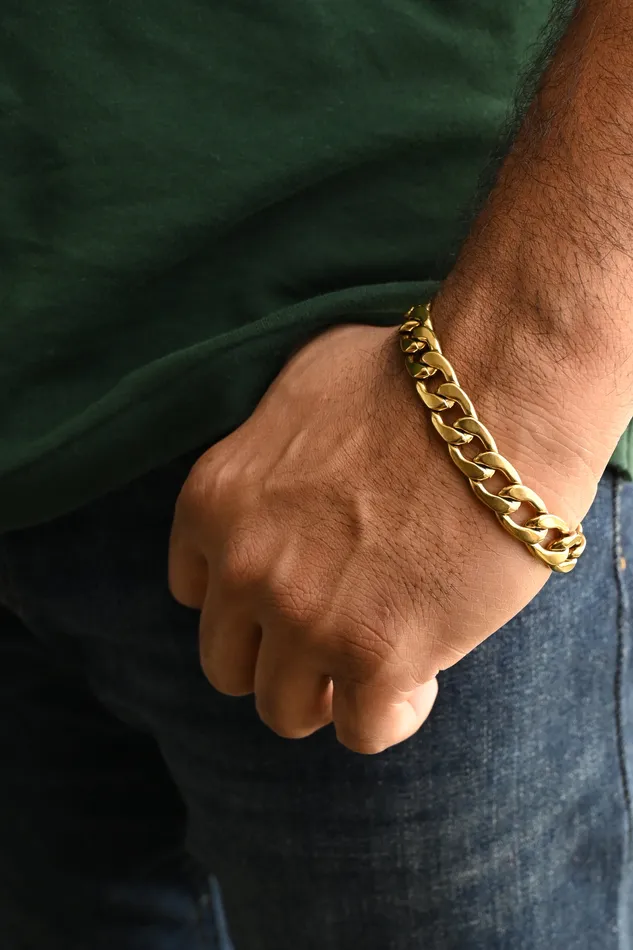 18K GoldFilled Cuban Chain Bracelet for Men 115mm Jewelvers Bracelets