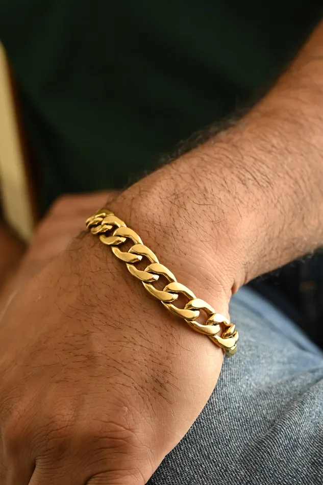 18K GoldFilled Cuban Chain Bracelet for Men 115mm Jewelvers Bracelets