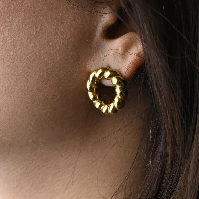 18K GoldFilled Open Circle Twisted Stud Earrings Jewelvers Earrings