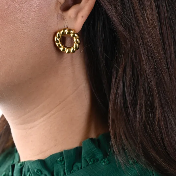 18K GoldFilled Open Circle Twisted Stud Earrings Jewelvers Earrings 18K GoldFilled Open Circle Twisted Stud Earrings Jewelvers Earrings