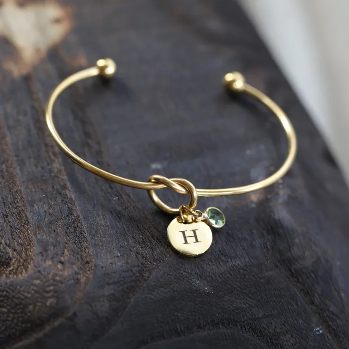 18K GoldFilled Personalized Engraved Disc Charm Knot Bracelet Custom Birthstone Bracelet for Women Jewelvers Bracelets