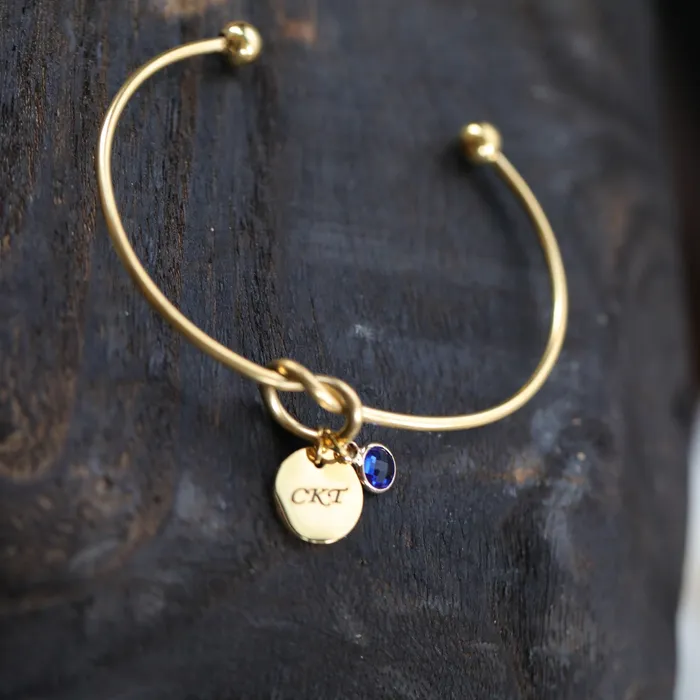 18K GoldFilled Personalized Engraved Disc Charm Knot Bracelet Custom Birthstone Bracelet for Women Jewelvers Bracelets