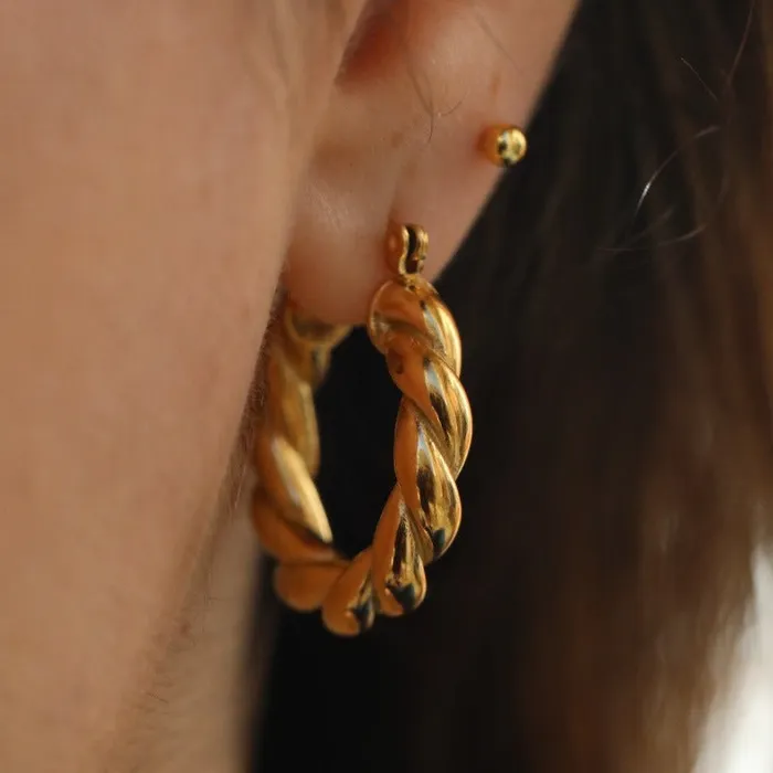 18K GoldFilled Twisted Gold Hoop Earrings Jewelvers Earrings