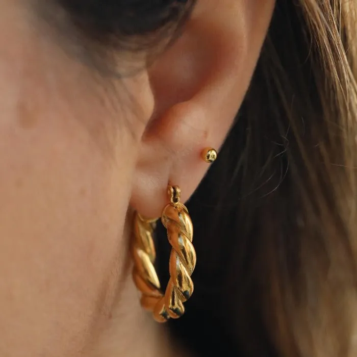 18K GoldFilled Twisted Gold Hoop Earrings Jewelvers Earrings 18K GoldFilled Twisted Gold Hoop Earrings Jewelvers Earrings