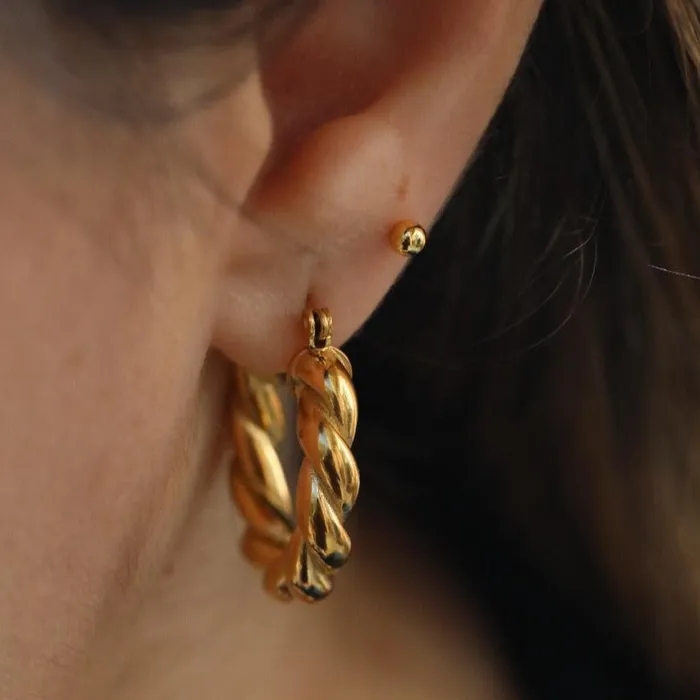 18K GoldFilled Twisted Gold Hoop Earrings Jewelvers Earrings 18K GoldFilled Twisted Gold Hoop Earrings Jewelvers Earrings