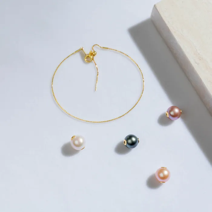 18K Solid Gold Interchangeable Pearl Bracelet KB00008 Possibilities Pearly Lustre Bracelets