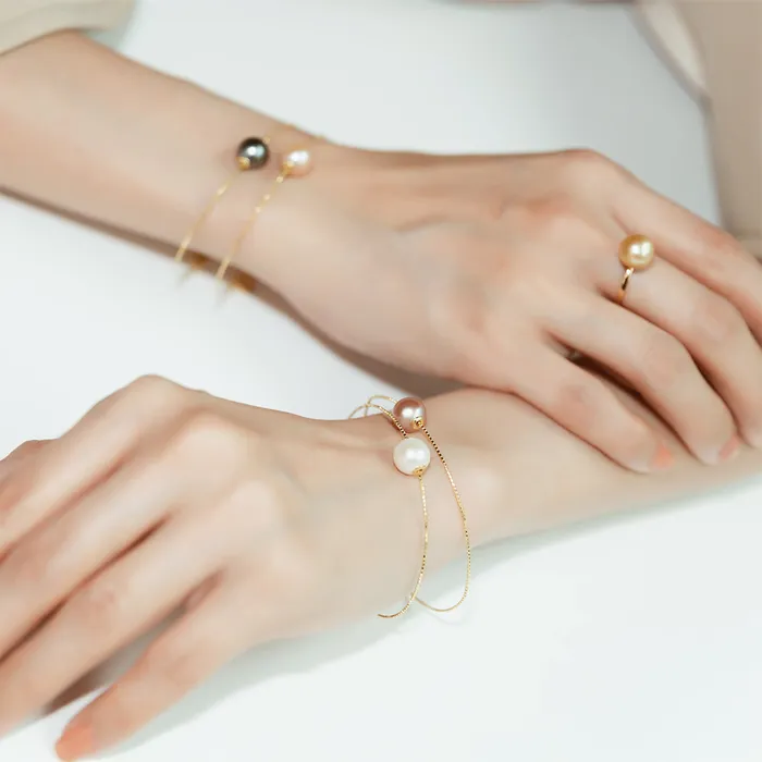 18K Solid Gold Interchangeable Pearl Bracelet KB00008 Possibilities Pearly Lustre Bracelets