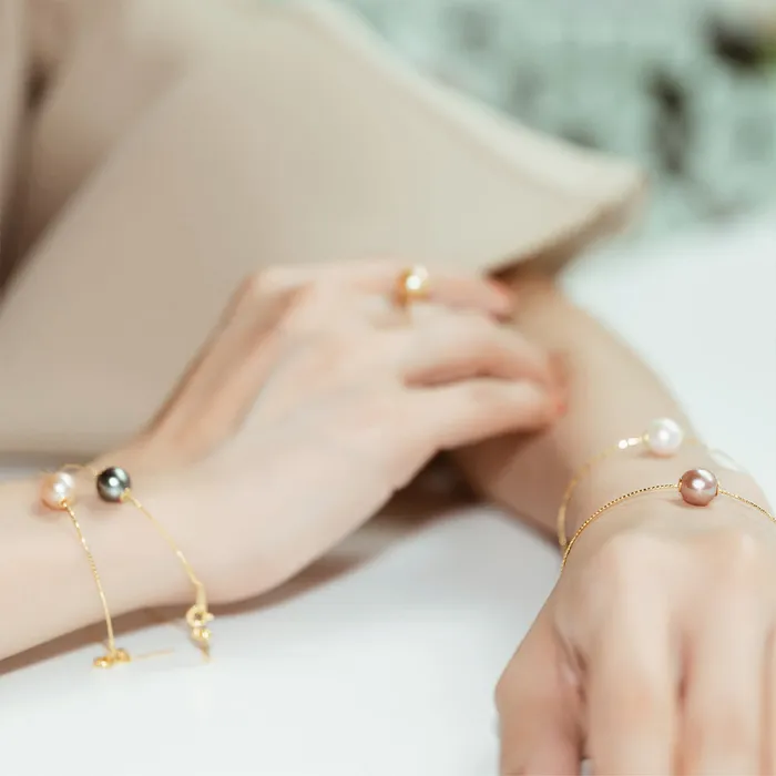 18K Solid Gold Interchangeable Pearl Bracelet KB00008 Possibilities Pearly Lustre Bracelets