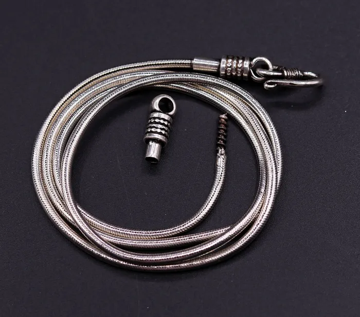 23 inches snake chain 925 sterling silver vintage handmade screw chain pendant chain oxidized solid real chain necklace for pendant TRIBAL ORNAMENTS Necklaces 23 inches snake chain 925 sterling silver vintage handmade screw chain pendant chain oxidized solid real chain necklace for pendant TRIBAL ORNAMENTS Necklaces