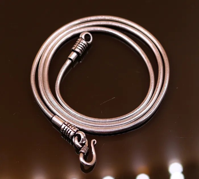 23 inches snake chain 925 sterling silver vintage handmade screw chain pendant chain oxidized solid real chain necklace for pendant TRIBAL ORNAMENTS Necklaces