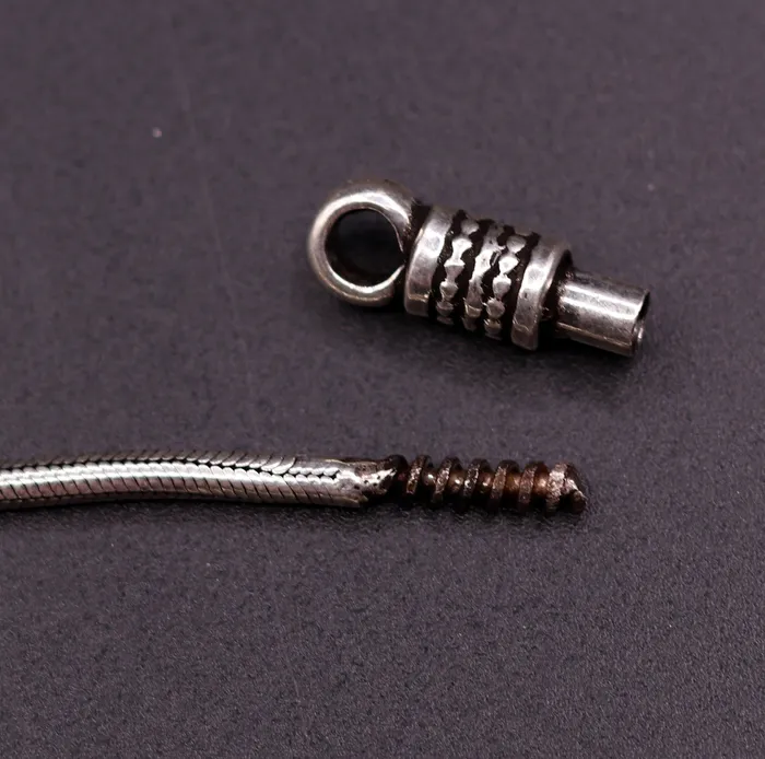 23 inches snake chain 925 sterling silver vintage handmade screw chain pendant chain oxidized solid real chain necklace for pendant TRIBAL ORNAMENTS Necklaces