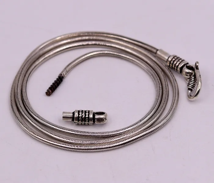 23 inches snake chain 925 sterling silver vintage handmade screw chain pendant chain oxidized solid real chain necklace for pendant TRIBAL ORNAMENTS Necklaces