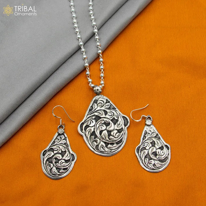 30 925 sterling silver handmade beaded chain with chitai design long necklace traditional cultural functional pendant necklace jewelry Set712 TRIBAL ORNAMENTS Necklaces 30 925 sterling silver handmade beaded chain with chitai design long necklace traditional cultural functional pendant necklace jewelry Set712 TRIBAL ORNAMENTS Necklaces