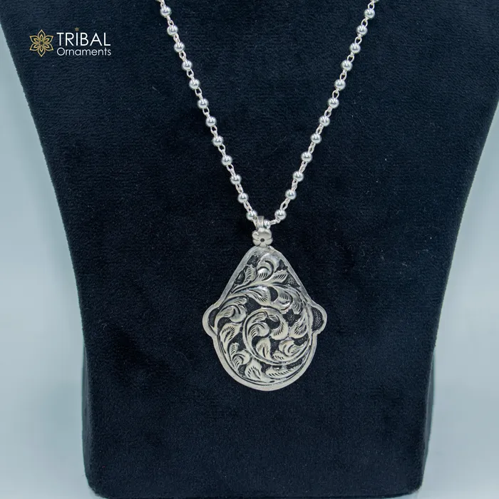 30 925 sterling silver handmade beaded chain with chitai design long necklace traditional cultural functional pendant necklace jewelry Set712 TRIBAL ORNAMENTS Necklaces