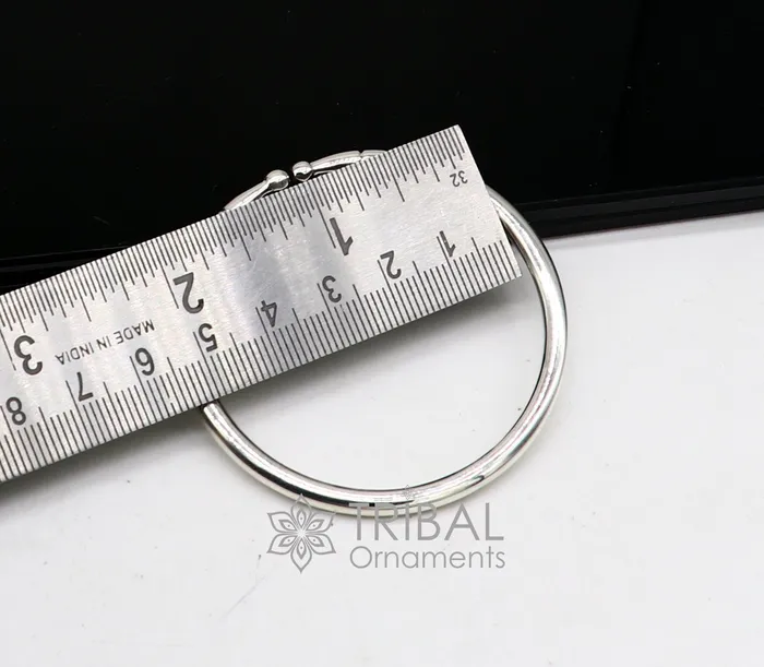4mm 925 Solid sterling silver handmade design plain shiny bangle bracelet adjustable kada best Modern trendy gift for unisex nsk685 TRIBAL ORNAMENTS Bracelets