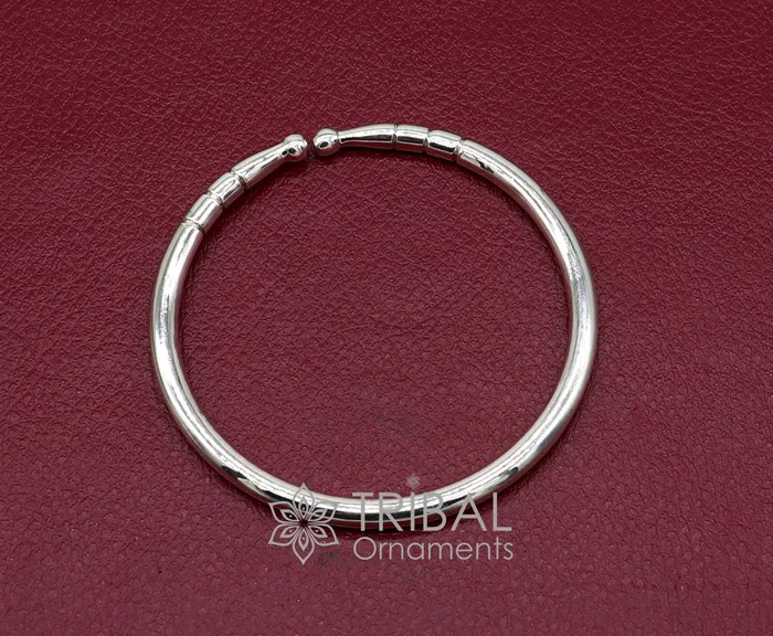 4mm 925 Solid sterling silver handmade design plain shiny bangle bracelet adjustable kada best Modern trendy gift for unisex nsk685 TRIBAL ORNAMENTS Bracelets