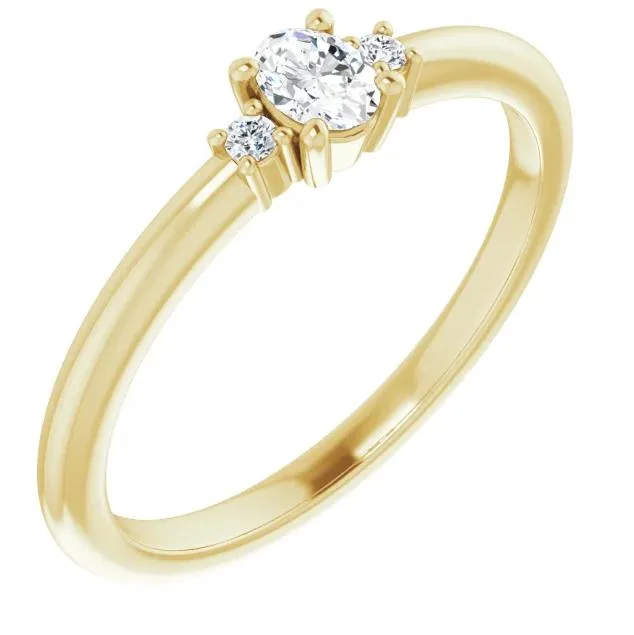 4x3mm Oval LabGrown Diamond Accent Ring FIRE BRILLIANCE Rings