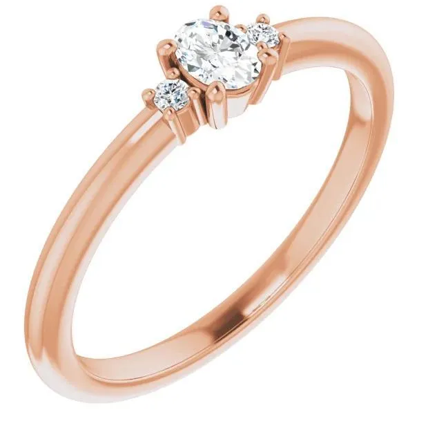 4x3mm Oval LabGrown Diamond Accent Ring FIRE BRILLIANCE Rings