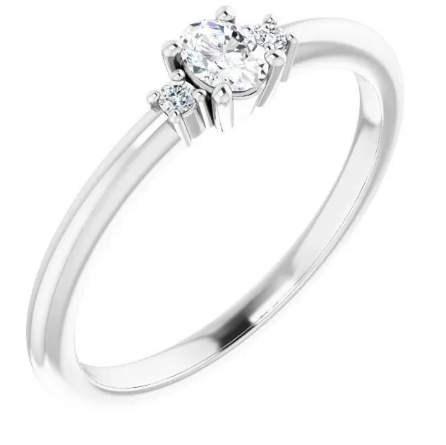 4x3mm Oval LabGrown Diamond Accent Ring FIRE BRILLIANCE Rings