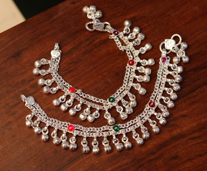 57 Handmade sterling silver baby anklets excellent hanging noisy bells ghungroo baby charm ankle braceletpayal for kids jewelry ank162 TRIBAL ORNAMENTS Bracelets 57 Handmade sterling silver baby anklets excellent hanging noisy bells ghungroo baby charm ankle braceletpayal for kids jewelry ank162 TRIBAL ORNAMENTS Bracelets