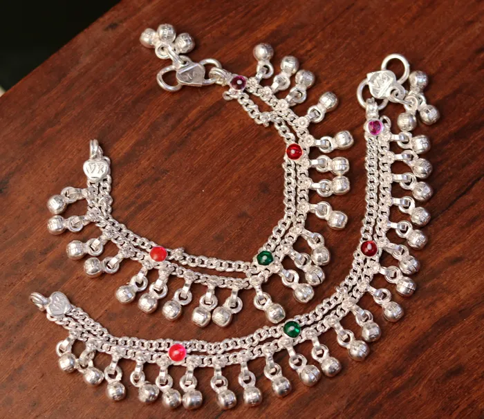 57 Handmade sterling silver baby anklets excellent hanging noisy bells ghungroo baby charm ankle braceletpayal for kids jewelry ank162 TRIBAL ORNAMENTS Bracelets 57 Handmade sterling silver baby anklets excellent hanging noisy bells ghungroo baby charm ankle braceletpayal for kids jewelry ank162 TRIBAL ORNAMENTS Bracelets