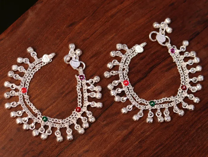 57 Handmade sterling silver baby anklets excellent hanging noisy bells ghungroo baby charm ankle braceletpayal for kids jewelry ank162 TRIBAL ORNAMENTS Bracelets 57 Handmade sterling silver baby anklets excellent hanging noisy bells ghungroo baby charm ankle braceletpayal for kids jewelry ank162 TRIBAL ORNAMENTS Bracelets