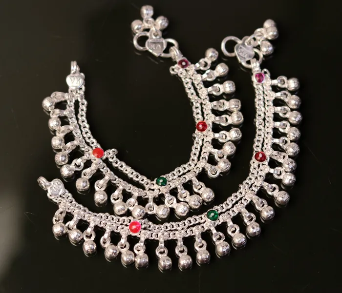 57 Handmade sterling silver baby anklets excellent hanging noisy bells ghungroo baby charm ankle braceletpayal for kids jewelry ank162 TRIBAL ORNAMENTS Bracelets 57 Handmade sterling silver baby anklets excellent hanging noisy bells ghungroo baby charm ankle braceletpayal for kids jewelry ank162 TRIBAL ORNAMENTS Bracelets