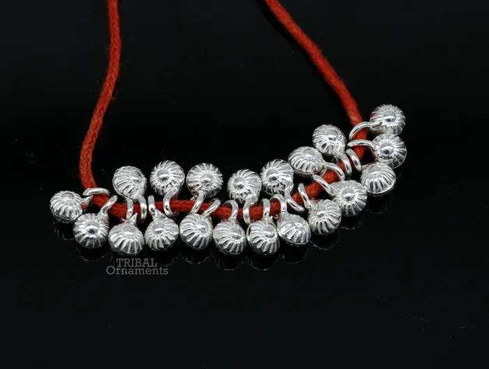 6 mm tiny hanging jingling bells lot 20 pieces 925 sterling silver fabulous beads or hanging drops for custom jewelry making lose beads bd20 TRIBAL ORNAMENTS Necklaces