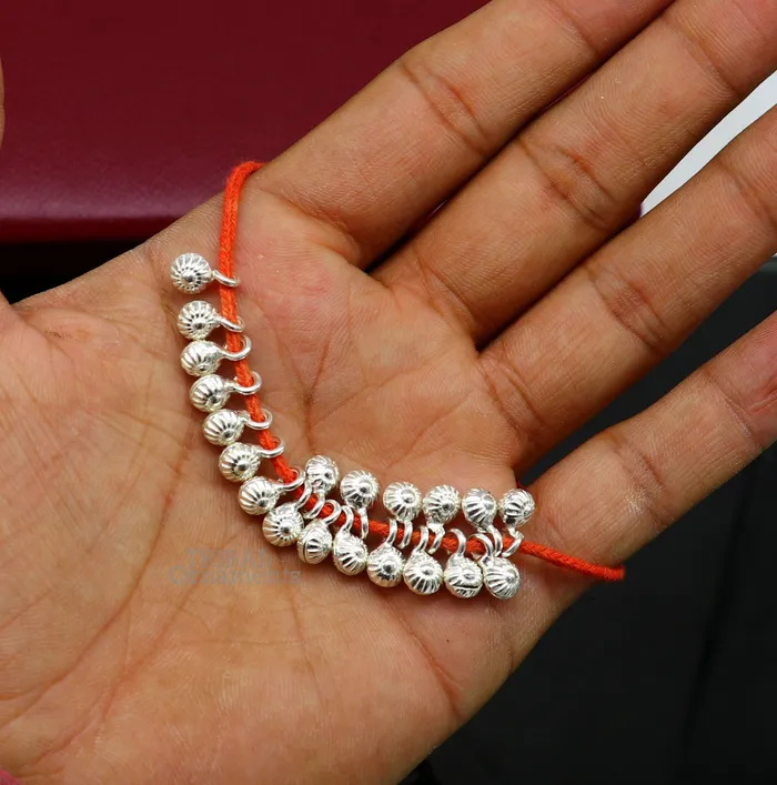 6 mm tiny hanging jingling bells lot 20 pieces 925 sterling silver fabulous beads or hanging drops for custom jewelry making lose beads bd20 TRIBAL ORNAMENTS Necklaces