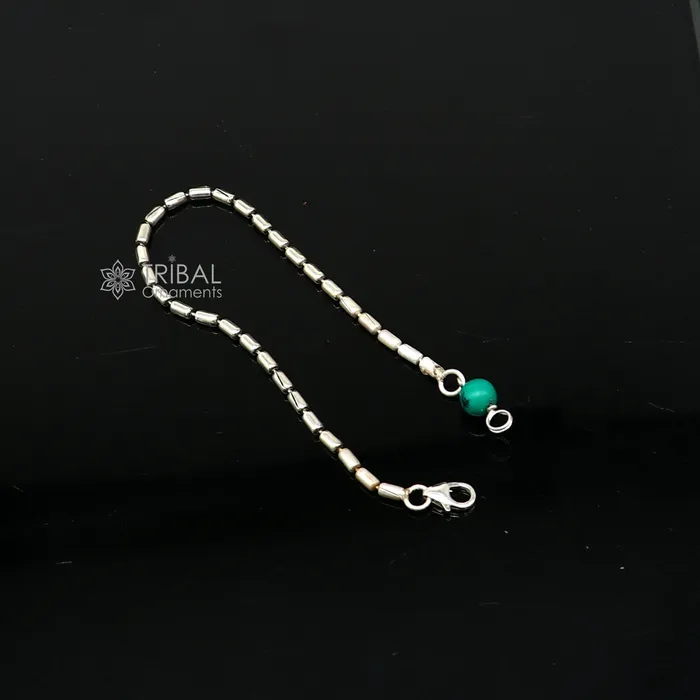 7 inches long vintage design 925 sterling silver handmade chain flexible customized bracelet girls or boys tribal jewelry india sbr682 TRIBAL ORNAMENTS Bracelets