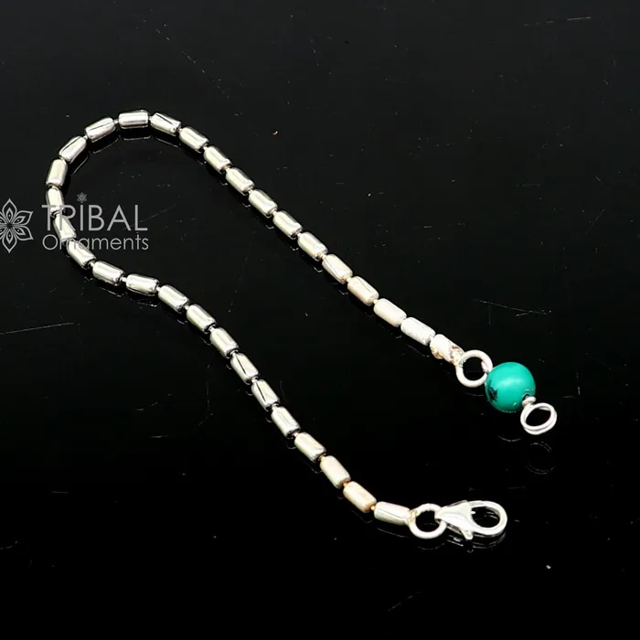 7 inches long vintage design 925 sterling silver handmade chain flexible customized bracelet girls or boys tribal jewelry india sbr682 TRIBAL ORNAMENTS Bracelets