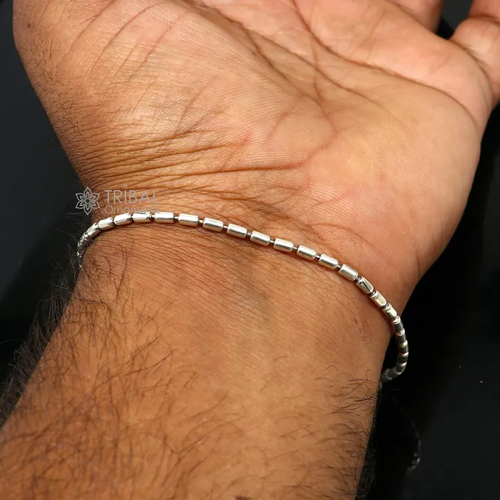 7 inches long vintage design 925 sterling silver handmade chain flexible customized bracelet girls or boys tribal jewelry india sbr682 TRIBAL ORNAMENTS Bracelets