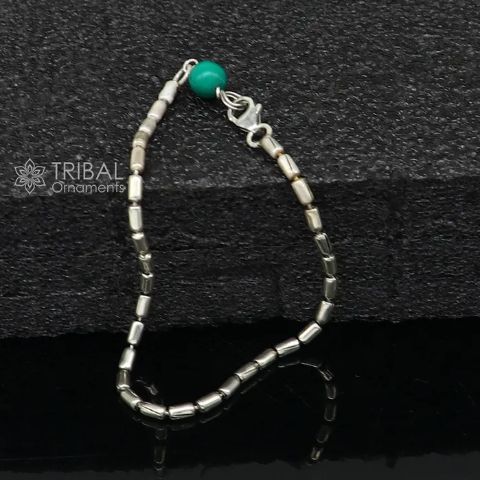 7 inches long vintage design 925 sterling silver handmade chain flexible customized bracelet girls or boys tribal jewelry india sbr682 TRIBAL ORNAMENTS Bracelets