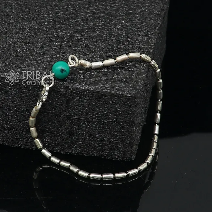 7 inches long vintage design 925 sterling silver handmade chain flexible customized bracelet girls or boys tribal jewelry india sbr682 TRIBAL ORNAMENTS Bracelets