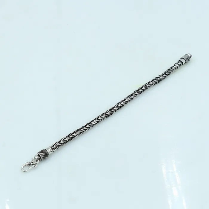 8 85 5mm 925 sterling silver wheat design chain customized design handmade silver bracelet unisex indian tribal jewelrysbr757 TRIBAL ORNAMENTS Bracelets