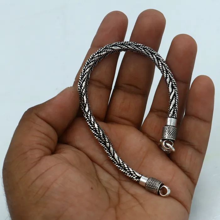 8 85 5mm 925 sterling silver wheat design chain customized design handmade silver bracelet unisex indian tribal jewelrysbr757 TRIBAL ORNAMENTS Bracelets