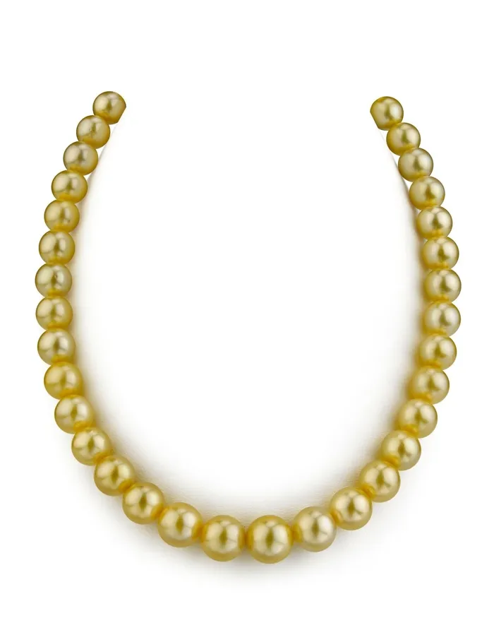 911mm Golden South Sea Pearl Necklace AAAA Quality SPT Necklaces