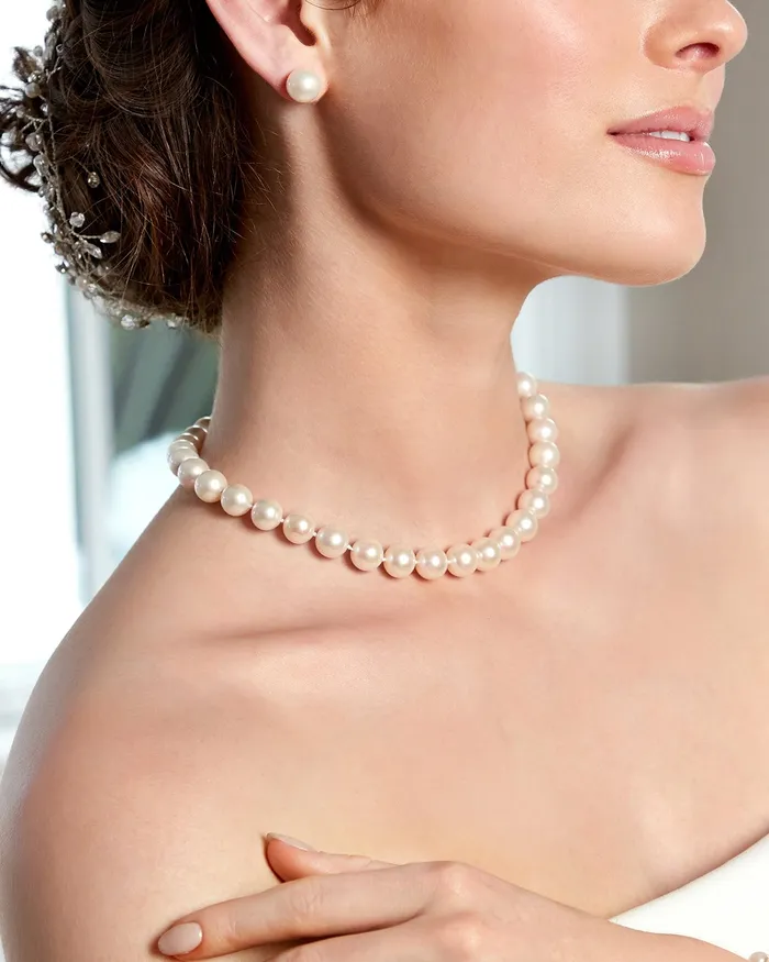 95105mm White Freshwater Pearl Necklace AAA Quality spt Necklaces