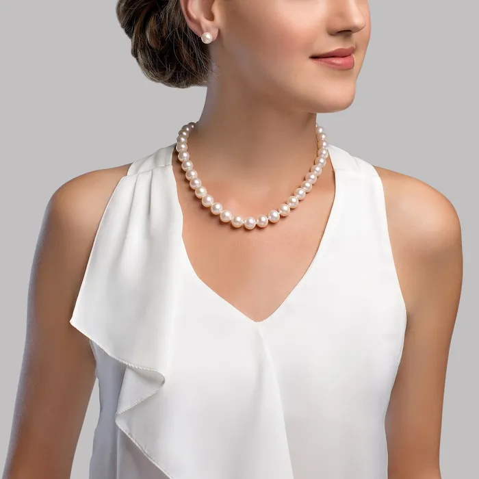 95105mm White Freshwater Pearl Necklace AAA Quality spt Necklaces